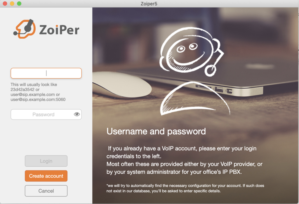 Configuration du téléphone logiciel Zoiper