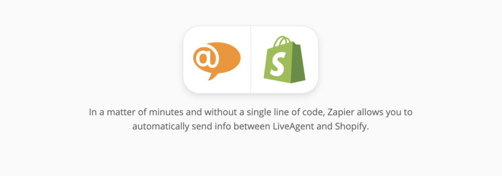 Page d'intégration LiveAgent et Shopify sur Zapier