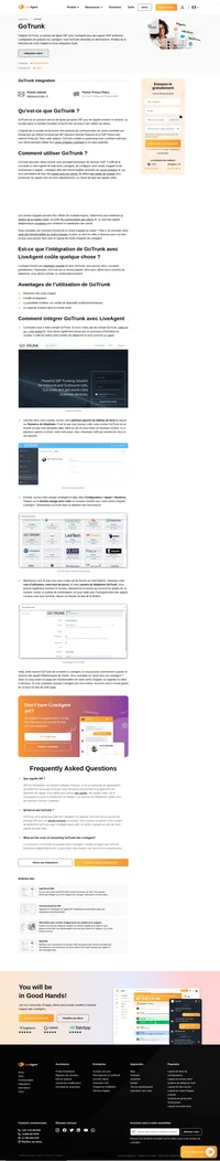 Intégrez GoTrunk VoIP à LiveAgent et exploitez tout le potentiel de votre centre d'appels LiveAgent. En savoir plus sur les avantages.