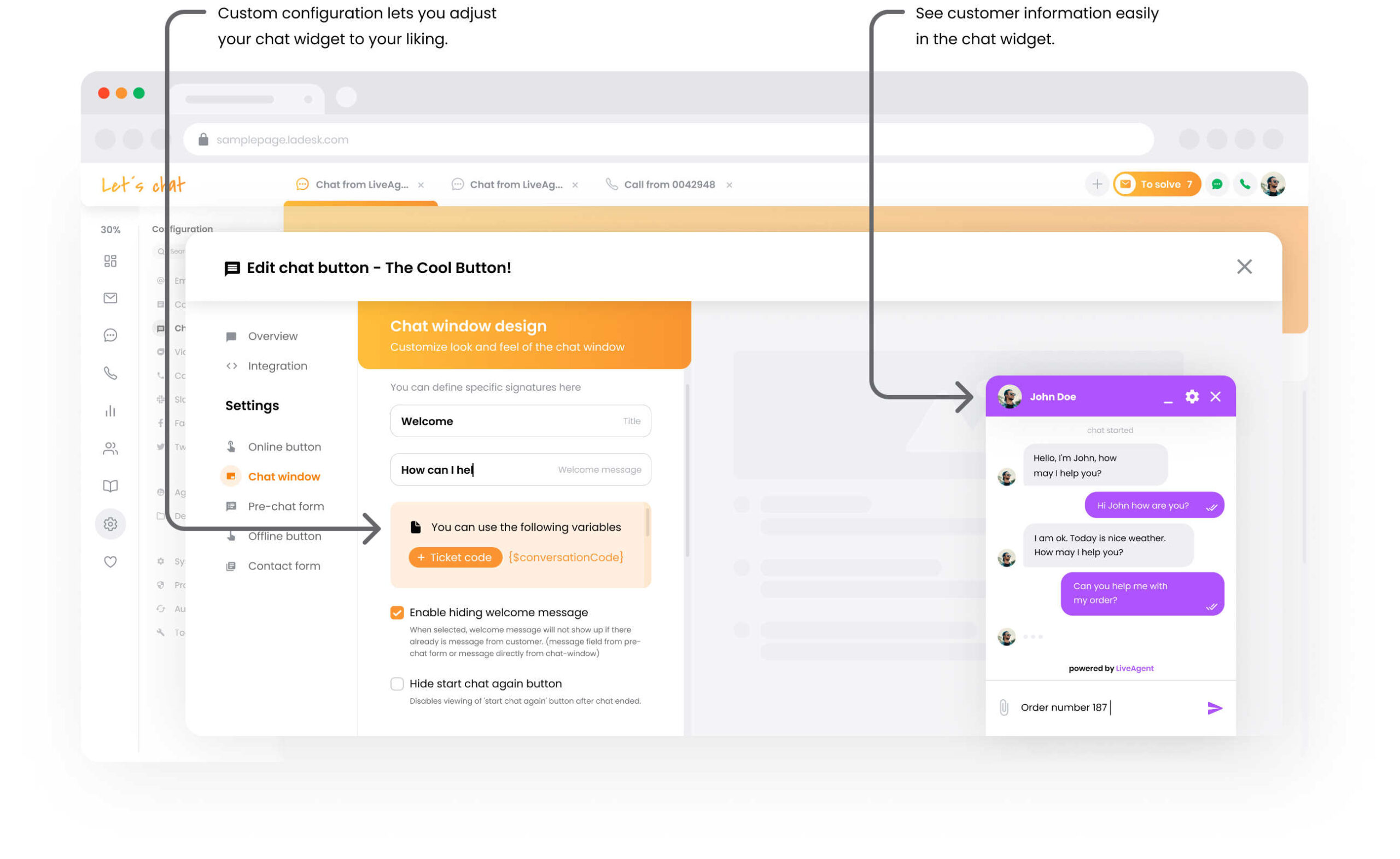 Fenêtre de chat en direct LiveAgent