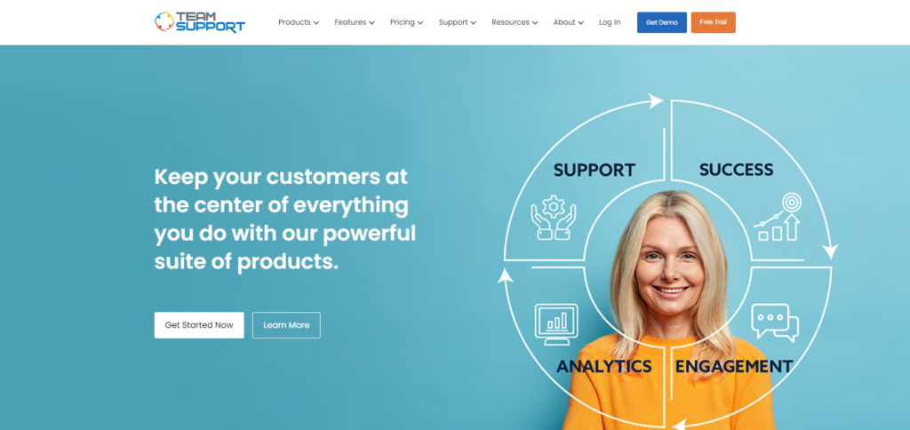 Page d'accueil de TeamSupport