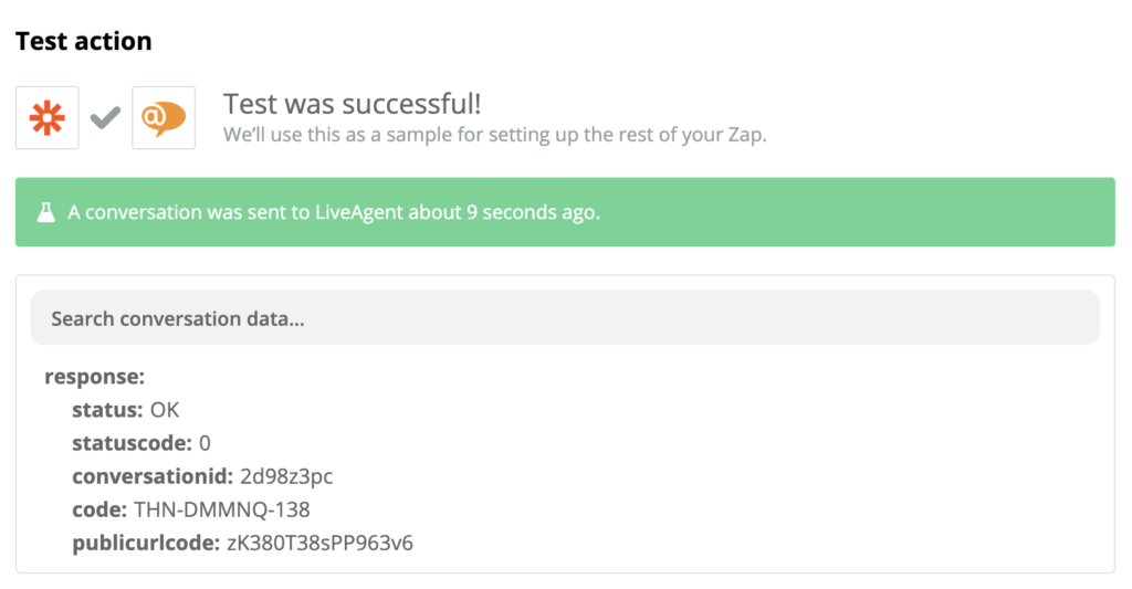 Test réussi de l'intégration de LiveAgent et Shopify