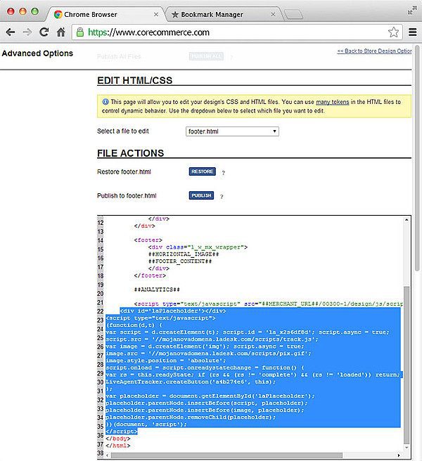 CoreCommerce LiveAgent intégration