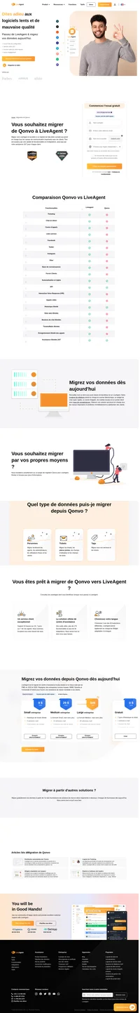 Vous souhaitez migrer vos données de Qonvo vers une autre solution ? Consultez LiveAgent et découvrez les avantages. Commencez votre essai gratuit dès aujourd'hui.