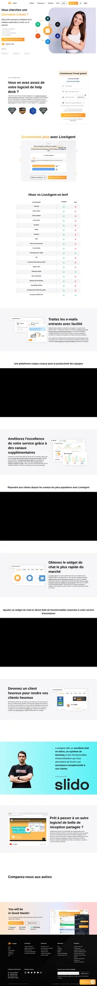 LiveAgent est une alternative à Hiver qui peut gérer plusieurs boîtes aux de réception électronique et plusieurs canaux de communication. En savoir plus sur LiveAgent