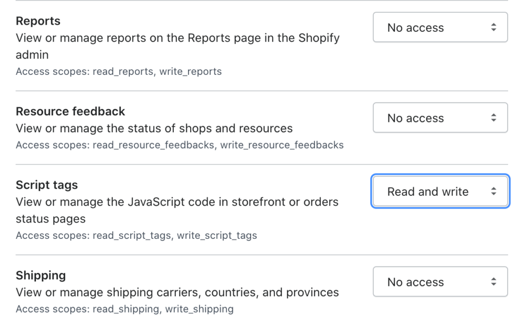Modifier manuellement les autorisations pour permettre à LiveAgent d'accéder aux données de Shopify