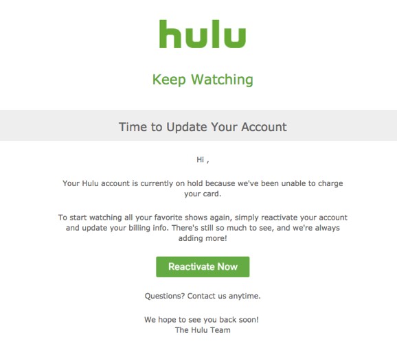 hulu_email_de_relance_example