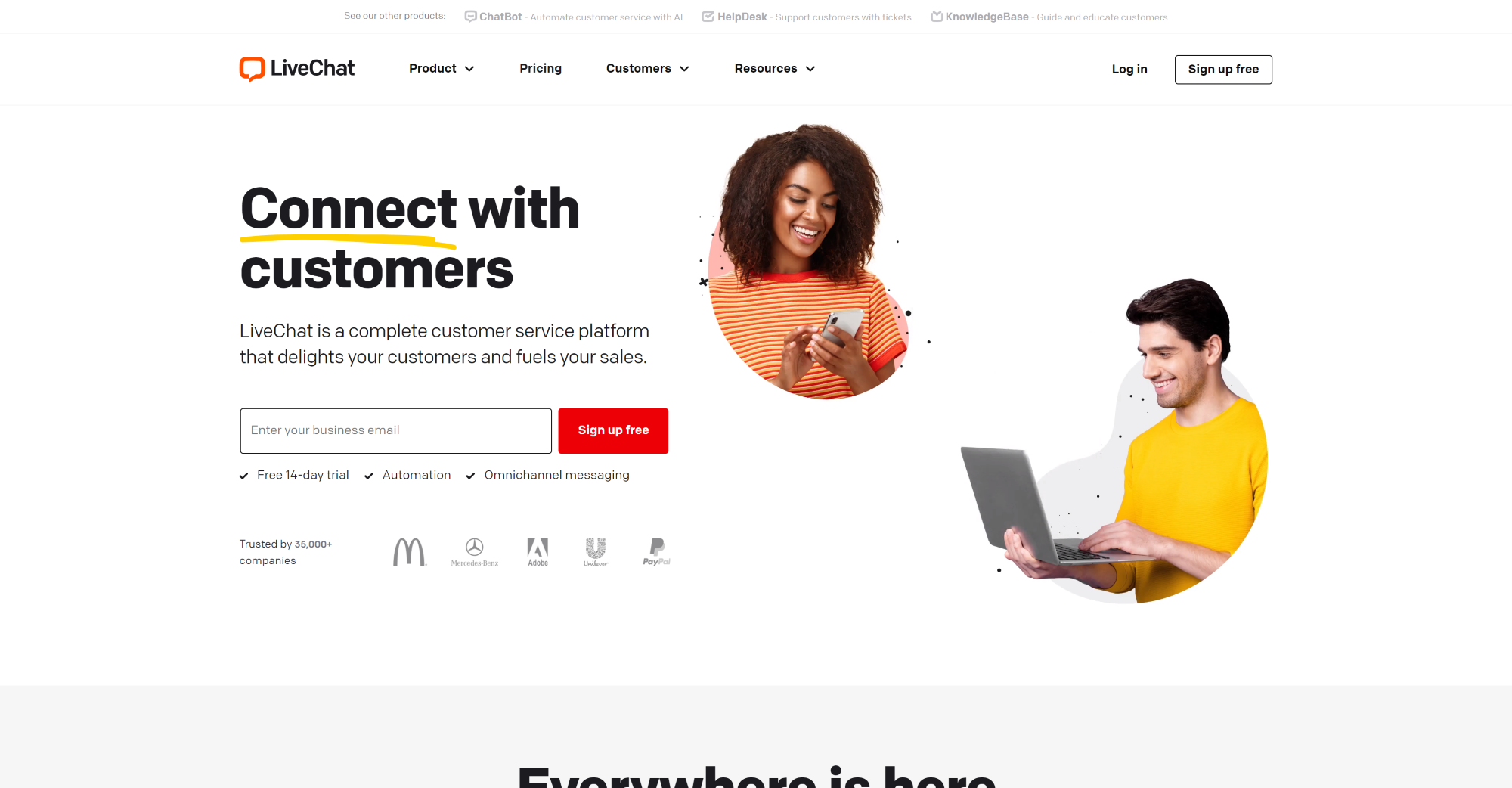 LiveChat Live Chat software homepage