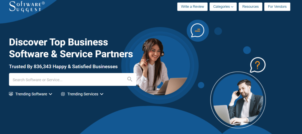 Page d'accueil de SoftwareSuggest