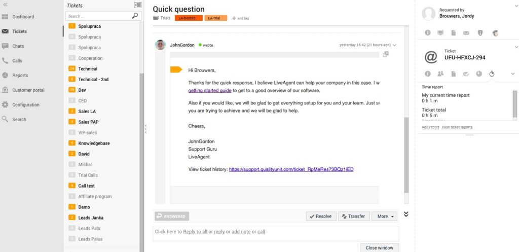 ticket-exemple Exemple de ticket de conversation LiveAgent
