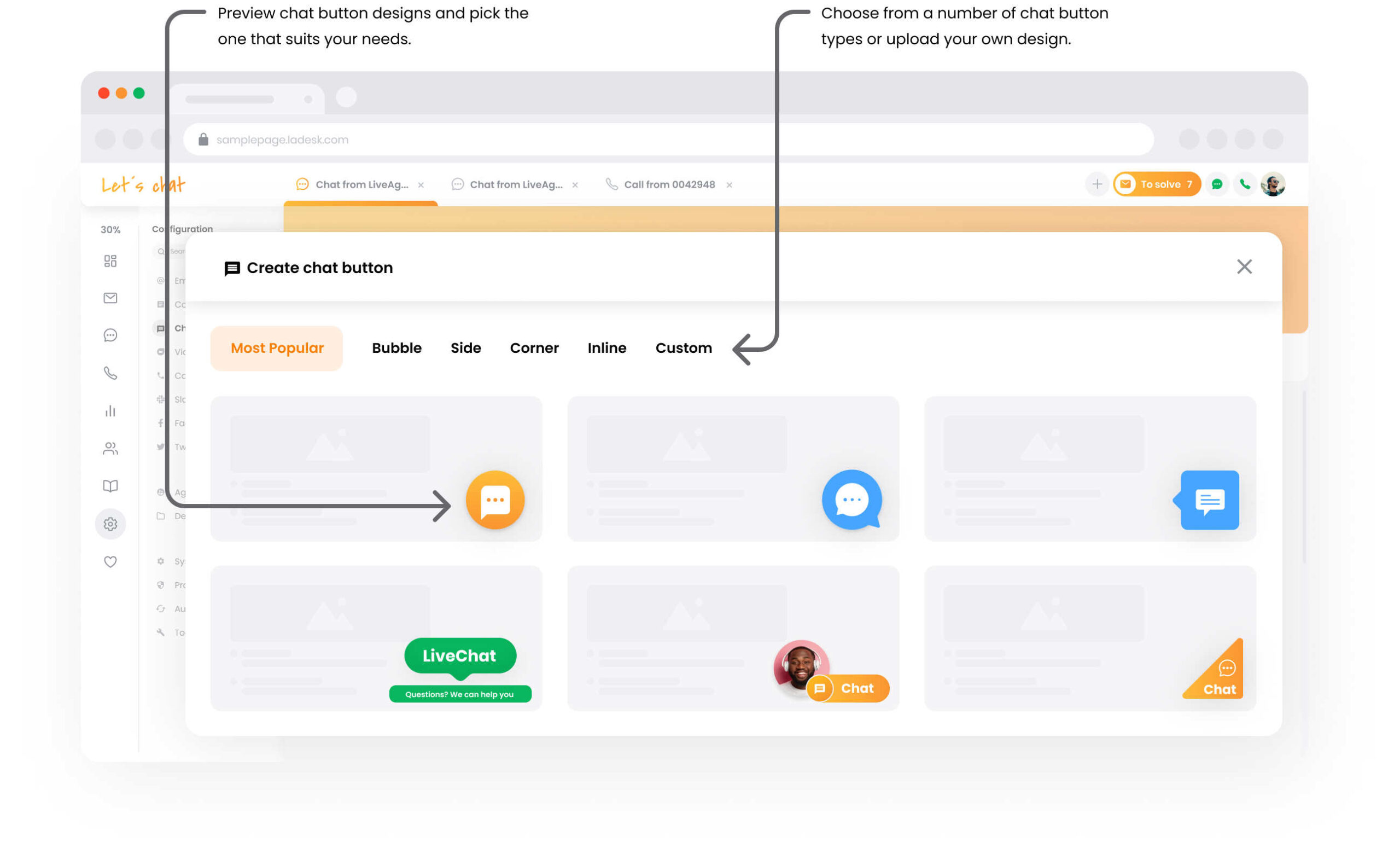 Bouton de chat en direct LiveAgent
