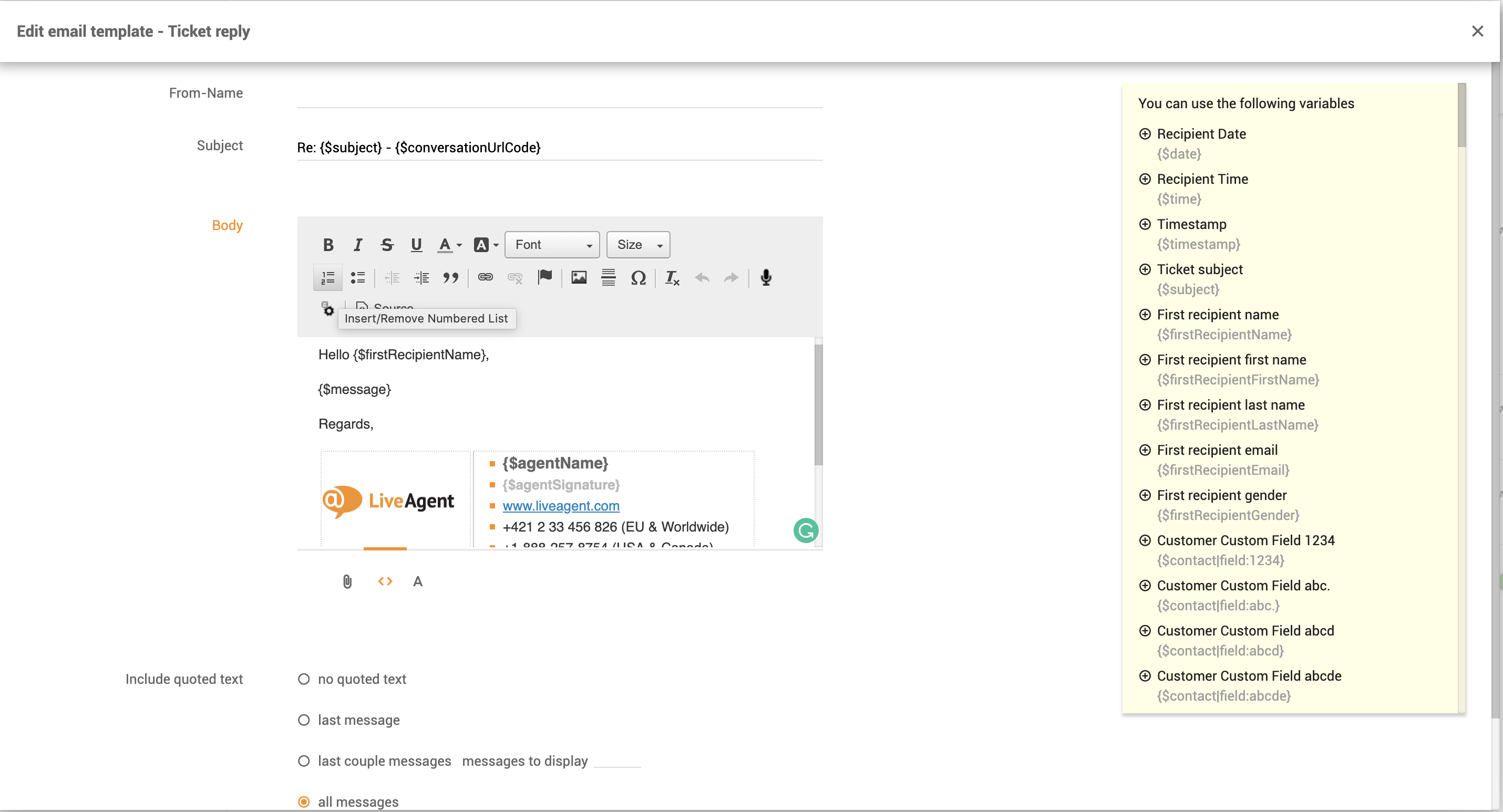 Personnalisation des modèles d'e-mail