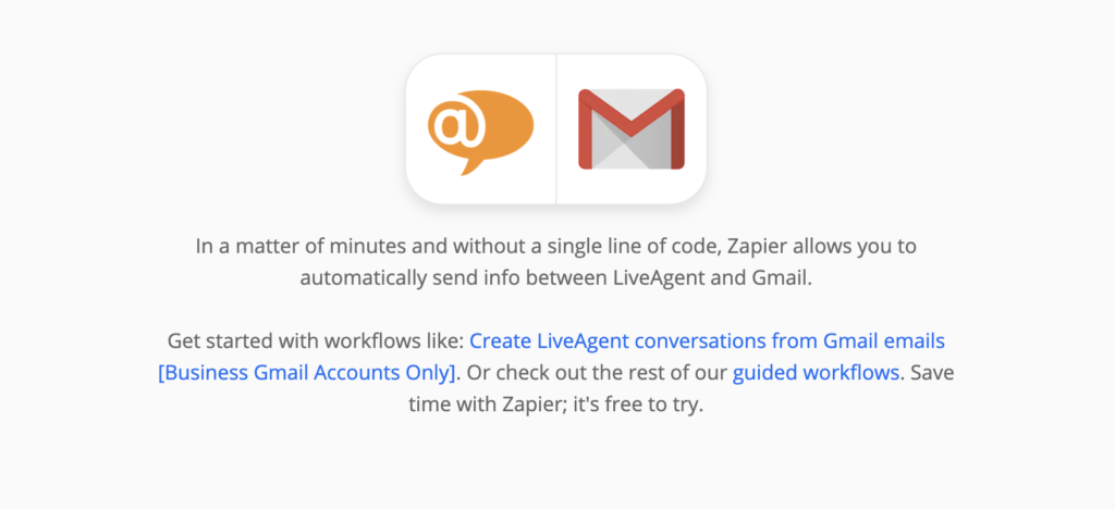 Explication de l'intégration de LiveAgent et Gmail sur Zapier