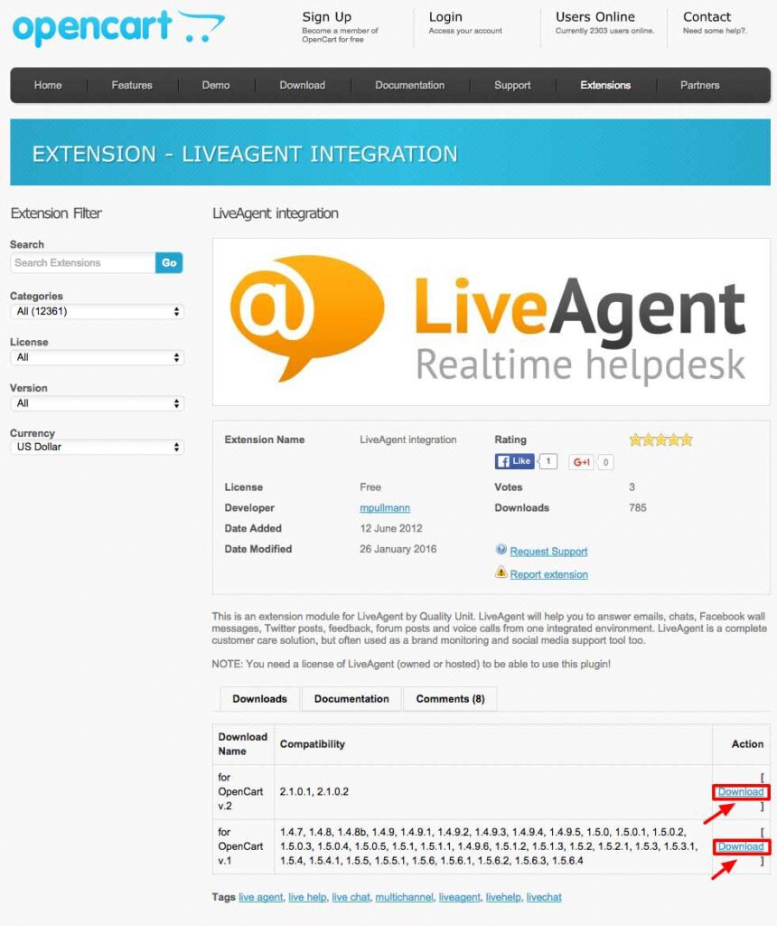 opencart_liveagent-integration opencart LiveAgent intégration