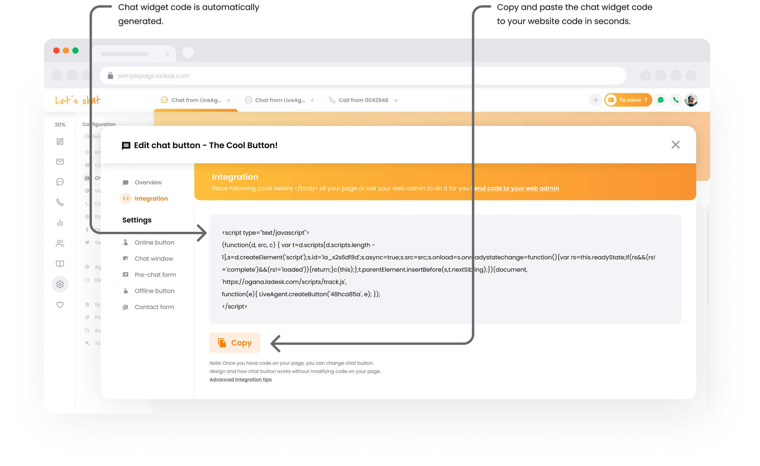 Intégration du logiciel de chat pour site web LiveAgent