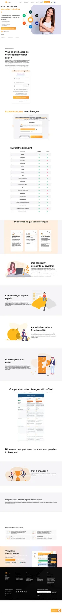 LiveAgent offre plus de 175 fonctionnalités utiles, le widget de chat en direct le plus rapide du marché. Centre d'appel et même couverture de chaînes comme Instagram.