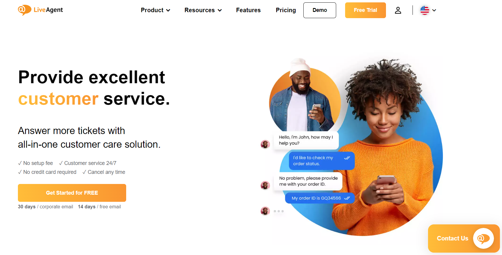 LiveAgent’s homepage - customer service software for better customer acquisition and retention.