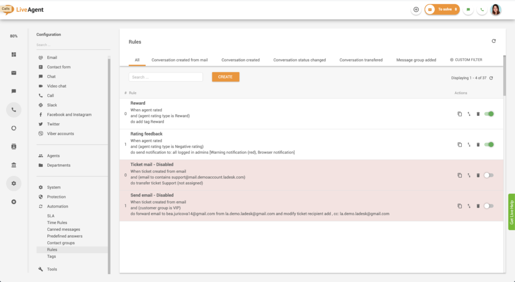 Règles d'automatisation LA