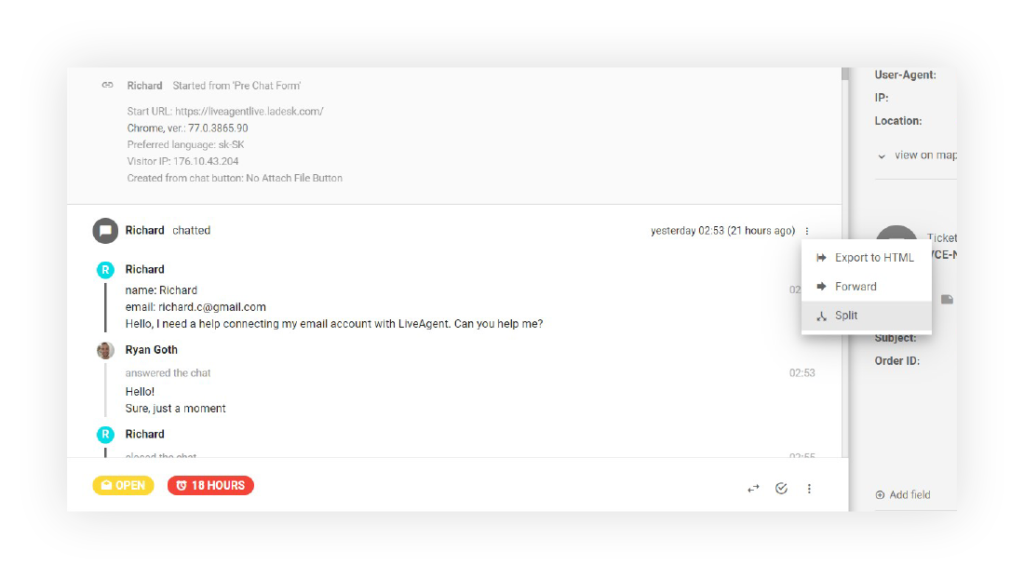 Séparer-les-tickets-LiveAgent
