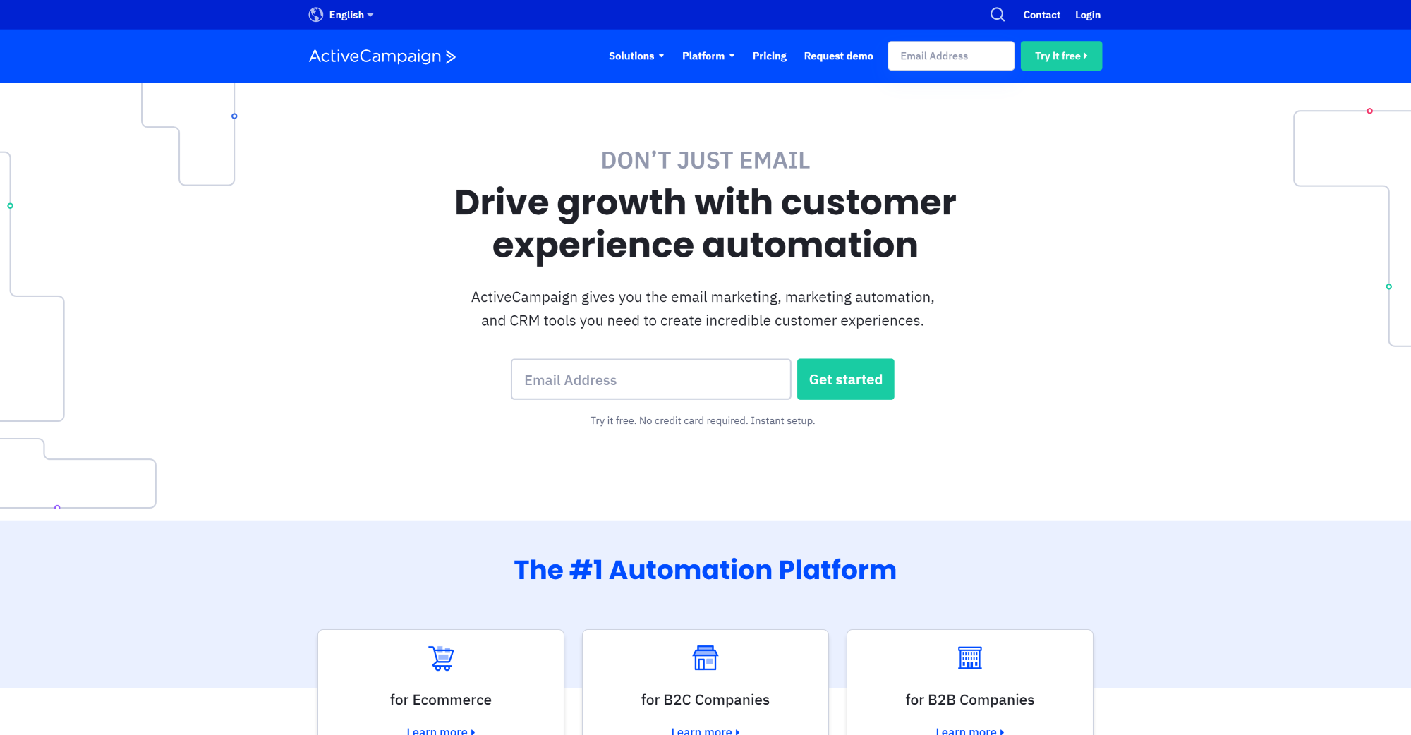 ActiveCampaign Live Chat software homepage