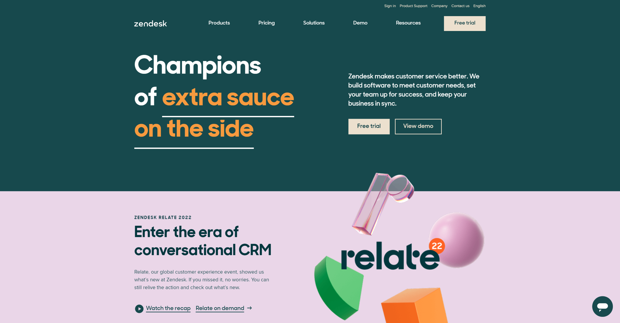 Zendesk Live Chat software homepage