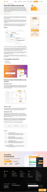La fonctionnalité de suivi des visiteurs du site Web du logiciel d'assistance vous permet d'afficher l'URL actuelle des clients en ligne et d'être averti lorsqu'ils changent de page Web.