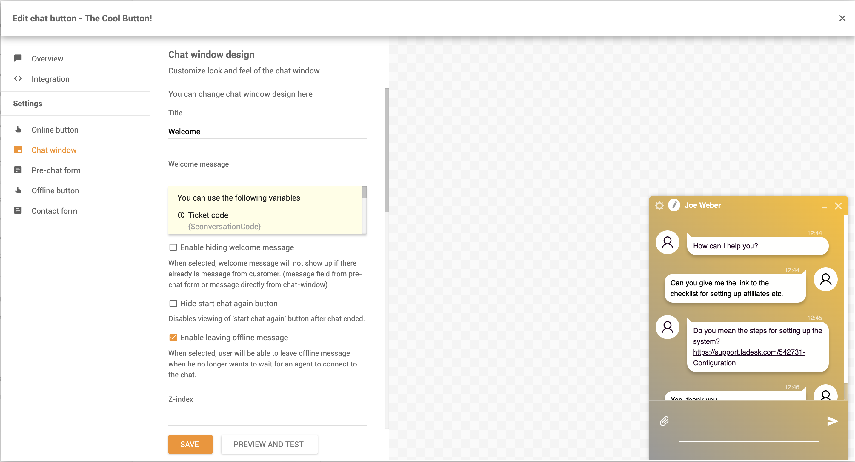 Personnalisation de la fenêtre de chat- LiveAgent