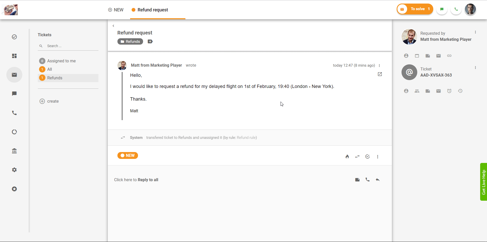 Animation du tableau de bord LiveAgent